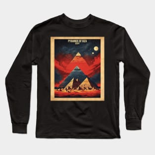 Pyramids of Giza Egypt Vintage Travel Tourism Long Sleeve T-Shirt